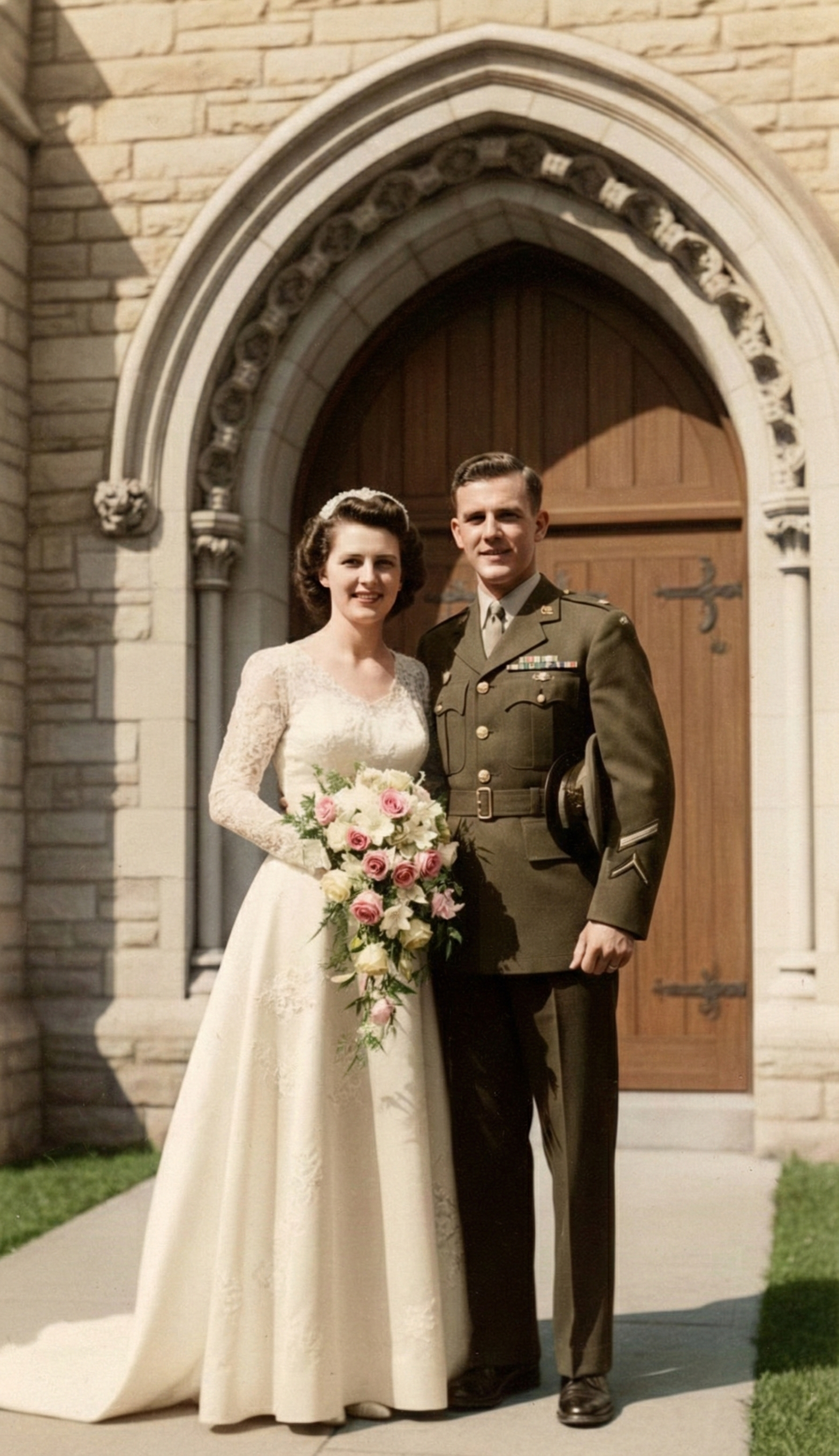Colorized 1940s Wedding Photo