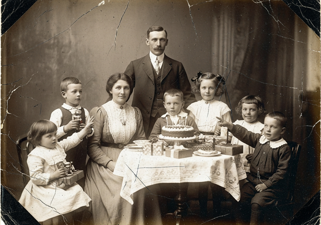 Original faded family photo